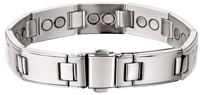 Stainless Steel: 9 inch "Golfer" Magnetic Bracelet w/Durable Watchband Clasp, 2 Strokes Off his next round - Guaranteed!