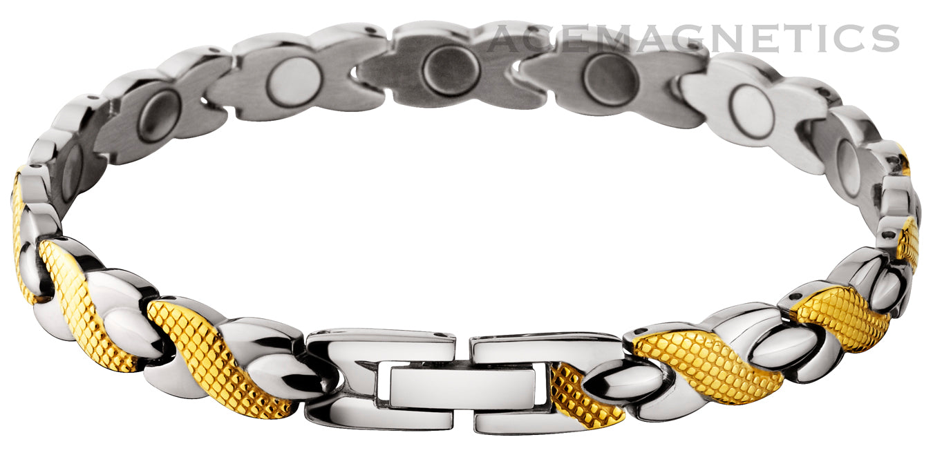 Stainless Steel: Our 11G Magnetic Bracelet W/18kK Gold Plate & Negative Ion's ..What A Gift!...NEW