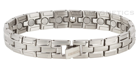 Stainless Steel: 40CG "Silver Streak Stainless Steel" Magnetic Bracelet & Negative Ion Producing Germanium!