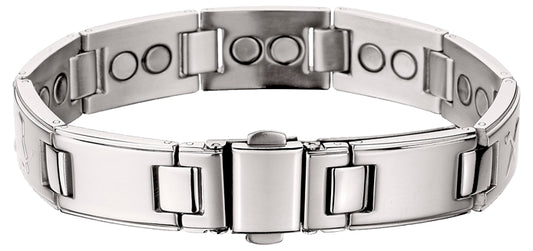 Stainless Steel: 9 inch "Golfer" Magnetic Bracelet w/Durable Watchband Clasp,  2 Strokes Off his next round - Guaranteed!