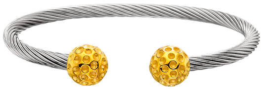 Stainless Steel: Classic Cable 18K Gold Plated "Golf Ball " Style w/3800 Gauss Magnets. 18K Gold Ball Spheres